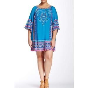 Flying Tomato Blue Paisley Boho Tunic Dress
